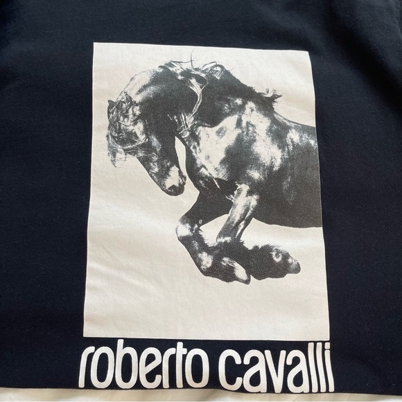 Roberto Cavalli T-shirt with Horse logo and print designer equestrian logo - Picture 6 of 11